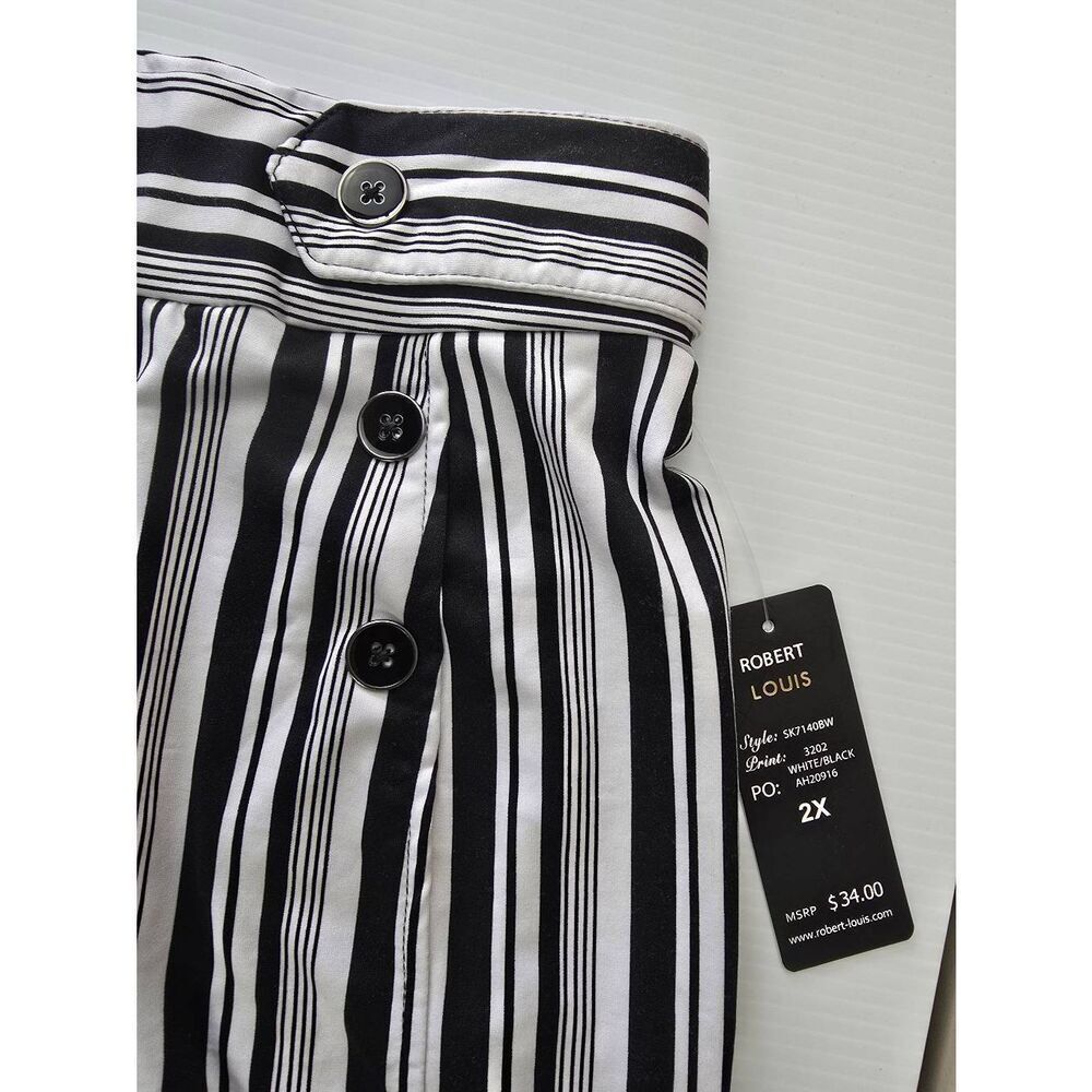 Robert Louis Shorts Sz 2X Black/White Stripe New - Picture 4 of 11